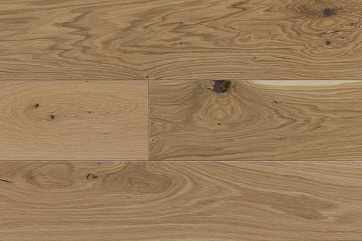NV 58 high-end wide plank engineered White Oak Canadian made refined hardwood flooring surfaces with a natural hardwax oil finish by Plank & Co - close up image